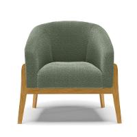 Poltrona Decorativa Base Madeira Kit 2 Stella Bouclê Menta D03 - D'rossi