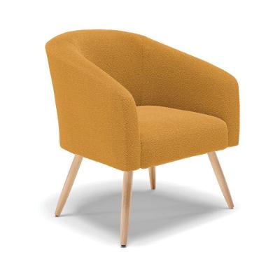 Poltrona Decorativa Pé Palito Natural Kit 2 Stella Bouclê Mostarda D03 - D'rossi