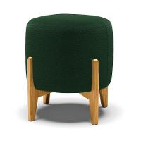 Poltrona E Puff Decorativo Base Madeira Stella Bouclê Verde P01 - D'rossi - 5