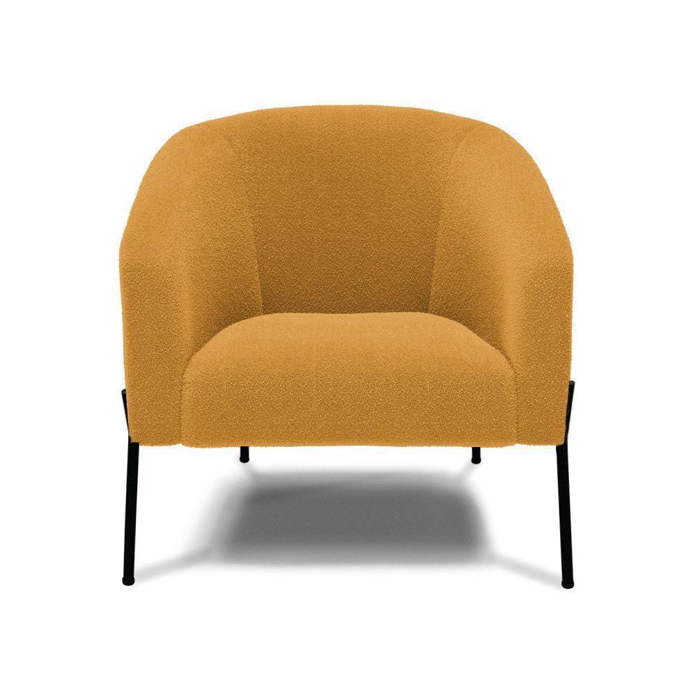 Poltrona Decorativa Pé De Ferro Preto Stella Bouclê D03 - D'rossi Cor Mostarda - 3