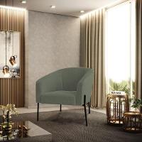 Poltrona Decorativa Pé De Ferro Preto Stella Bouclê D03 - D'rossi Cor Menta - 6