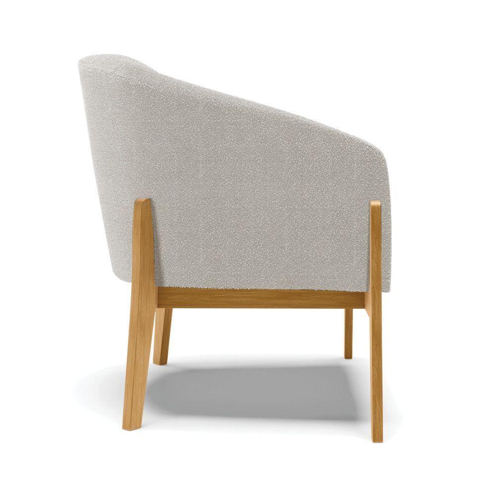 Poltrona Decorativa Base Madeira Stella Bouclê Cinza D03 - D'rossi - 2