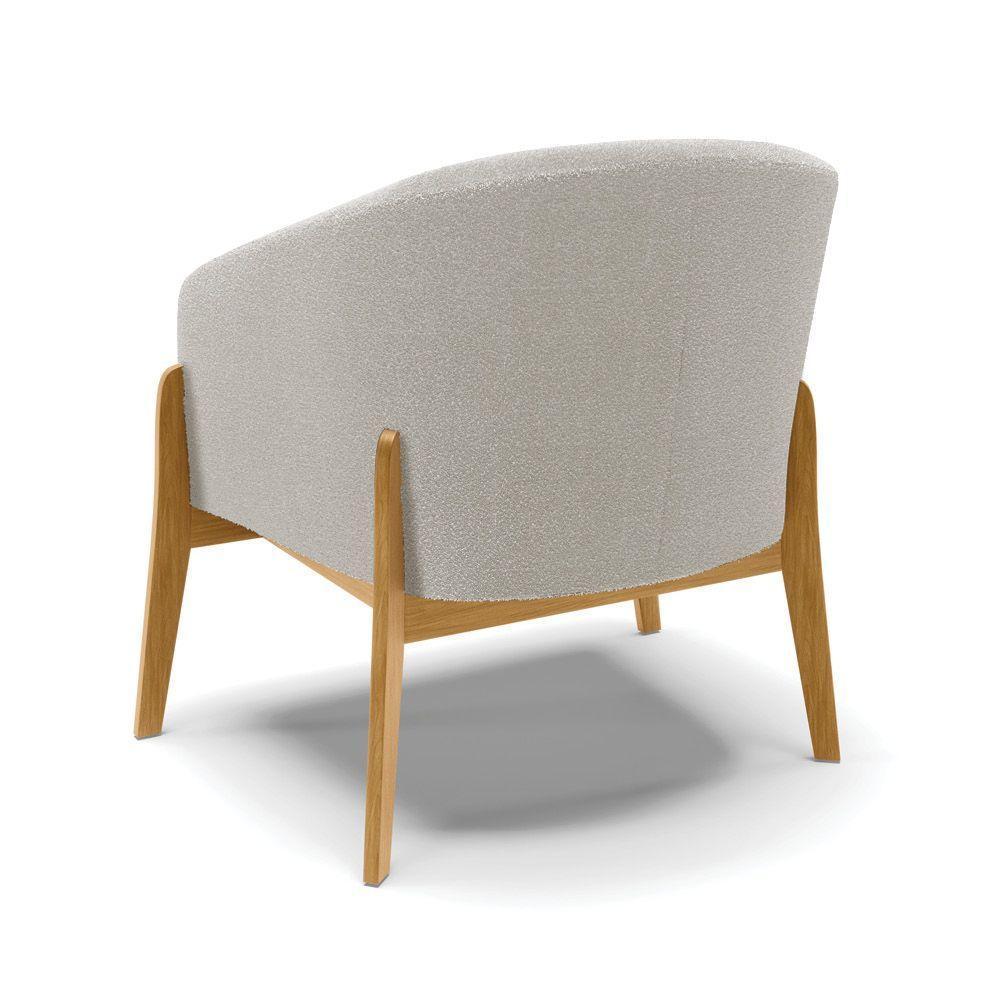 Poltrona Decorativa Base Madeira Stella Bouclê Cinza D03 - D'rossi - 4