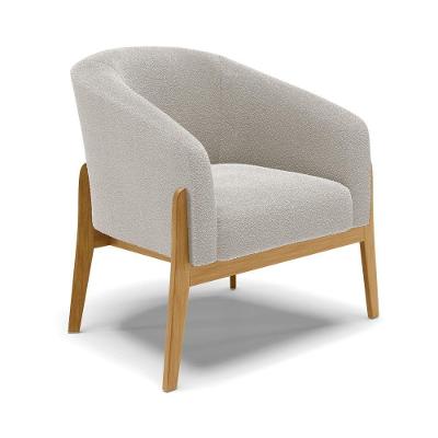 Poltrona Decorativa Base Madeira Stella Bouclê Cinza D03 - D'rossi