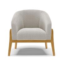 Poltrona Decorativa Base Madeira Stella Bouclê Cinza D03 - D'rossi - 3