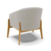 Poltrona Decorativa Base Madeira Stella Bouclê Cinza D03 - D'rossi