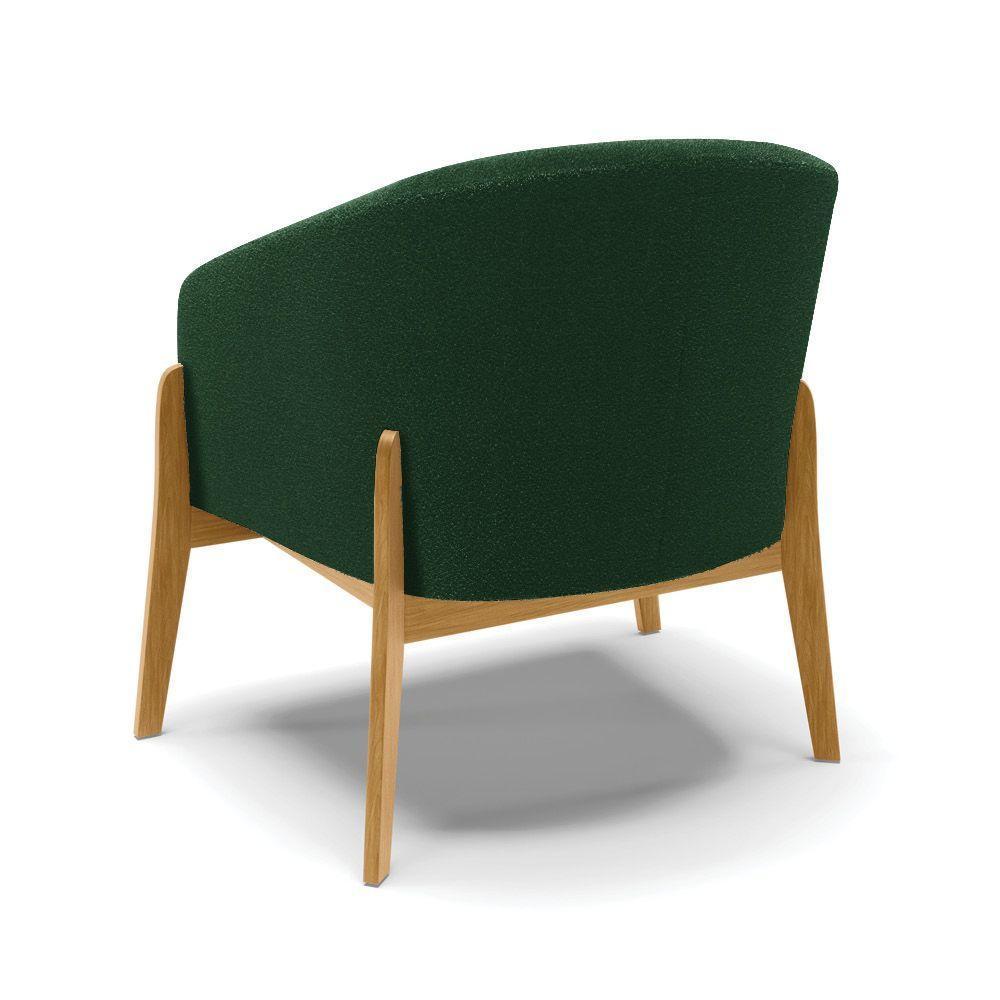 Poltrona Decorativa Base Madeira Stella Bouclê Verde D03 - D'rossi - 4