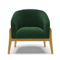 Poltrona Decorativa Base Madeira Stella Bouclê Verde D03 - D'rossi - 3