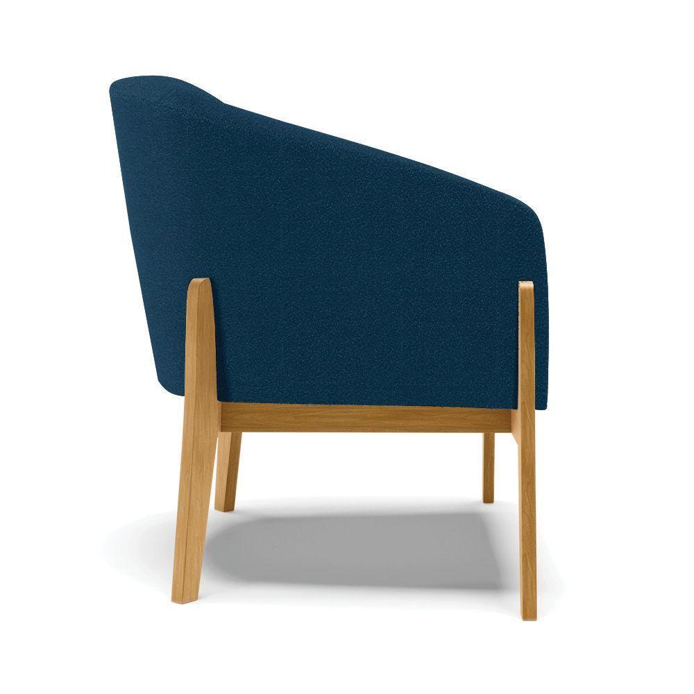 Poltrona Decorativa Base Madeira Stella Bouclê Azul D03 - D'rossi - 2