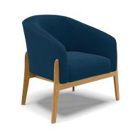 Poltrona Decorativa Base Madeira Stella Bouclê Azul D03 - D'rossi - 1