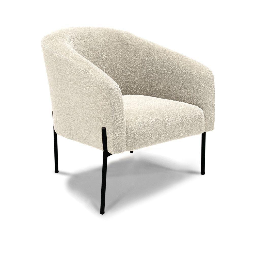 Poltrona Decorativa Pé De Ferro Preto Kit 2 Stella Bouclê D03 - D'rossi Cor Bege - 3