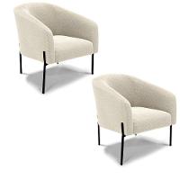 Poltrona Decorativa Pé De Ferro Preto Kit 2 Stella Bouclê D03 - D'rossi Cor Bege - 1