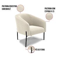 Poltrona Decorativa Pé De Ferro Preto Stella Bouclê Bege D03 - D'rossi - 5