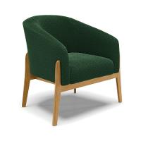 Poltrona Decorativa Base Madeira Kit 2 Stella Bouclê Verde D03 - D'rossi - 3