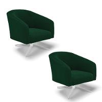 Poltrona Decorativa Giratória Cromada Kit 2 Stella Bouclê Verde D03 - D'rossi - 1