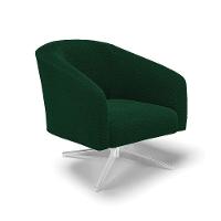 Poltrona Decorativa Giratória Cromada Kit 2 Stella Bouclê Verde D03 - D'rossi - 3