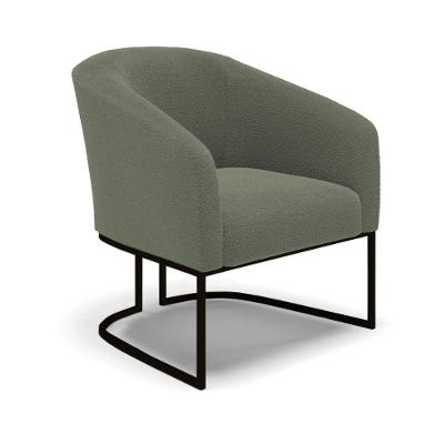 Poltrona Decorativa Base Industrial Preto Stella Bouclê Menta D03 - D'rossi