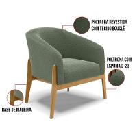 Poltrona Decorativa Base Madeira Stella Bouclê Menta D03 - D'rossi - 5