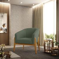 Poltrona Decorativa Base Madeira Stella Bouclê Menta D03 - D'rossi - 6