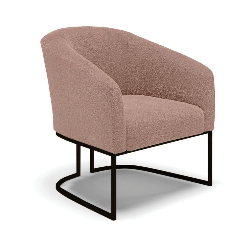 Poltrona Decorativa Base Industrial Preto Stella Bouclê Rosê D03 - D'rossi - 1