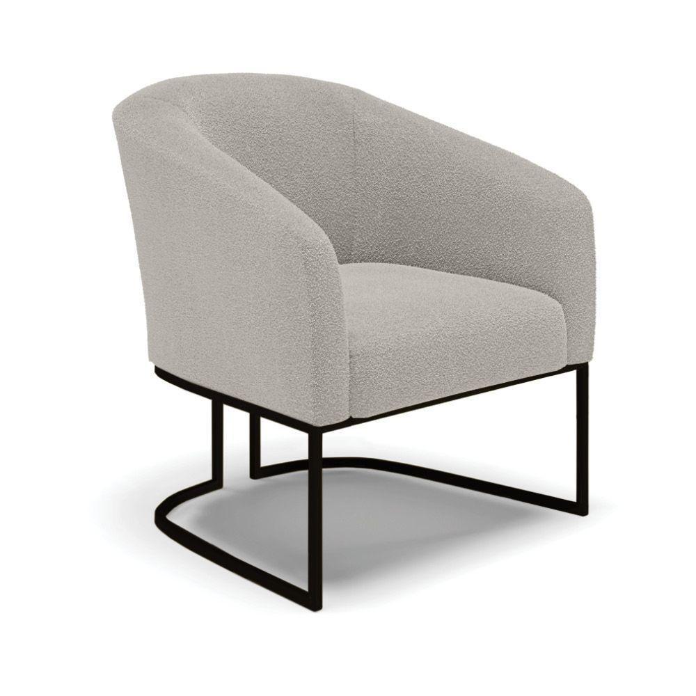 Poltrona Para Sala Industrial Preto Kit 2 Stella Bouclê Cinza D03 - D'rossi - 3