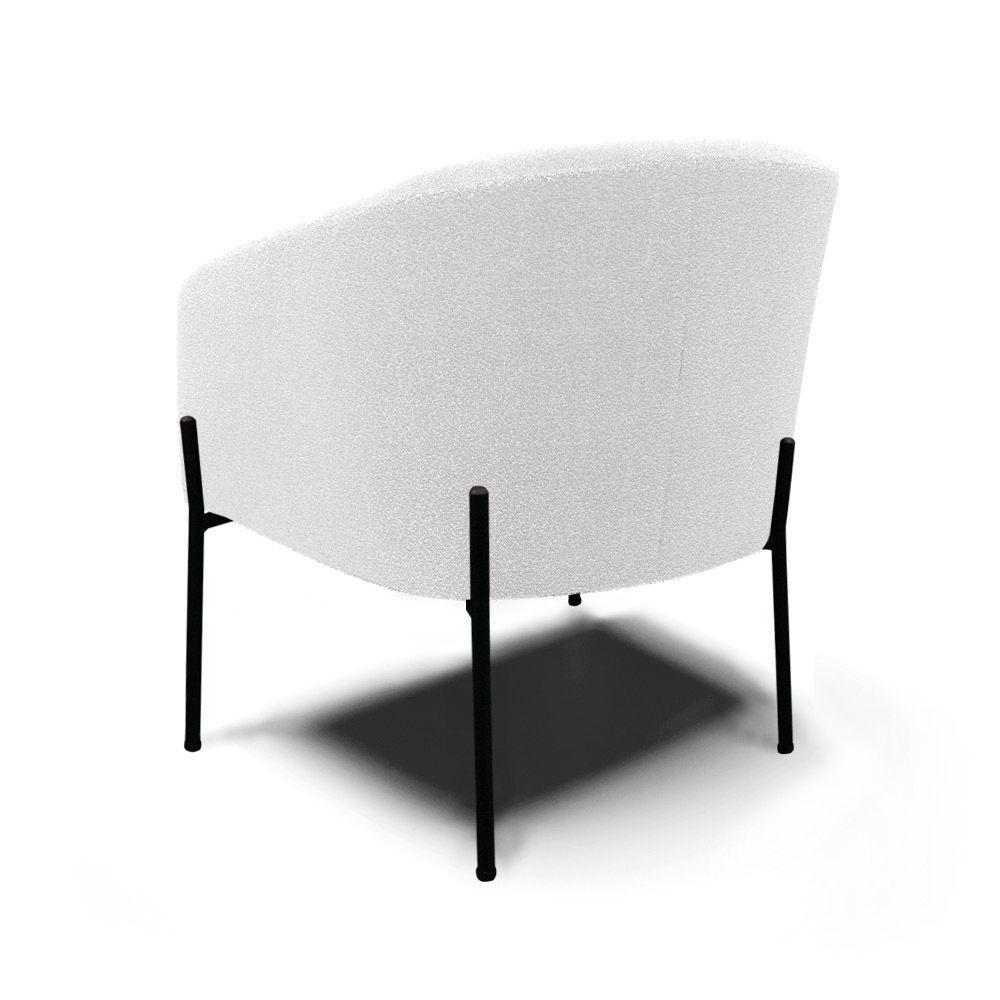 Poltrona Decorativa Pé De Ferro Preto Stella Bouclê Off White D03 - D'rossi - 2