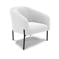 Poltrona Decorativa Pé De Ferro Preto Stella Bouclê Off White D03 - D'rossi - 1