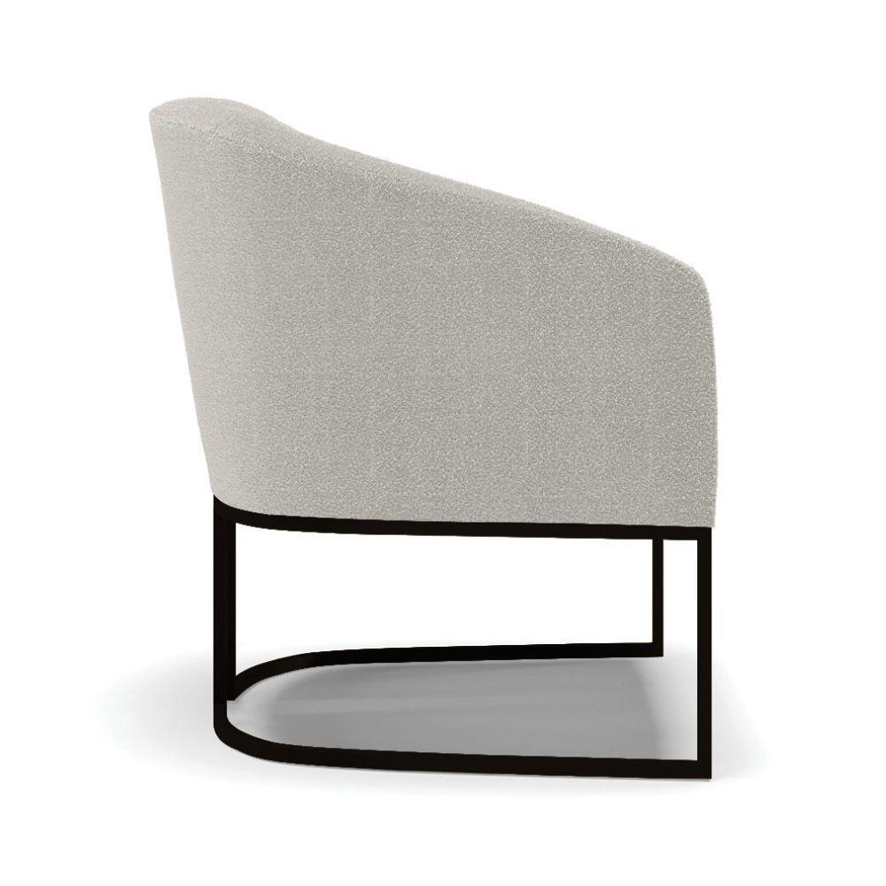 Poltrona Decorativa Base Industrial Preto Stella Bouclê Cinza D03 - D'rossi - 2