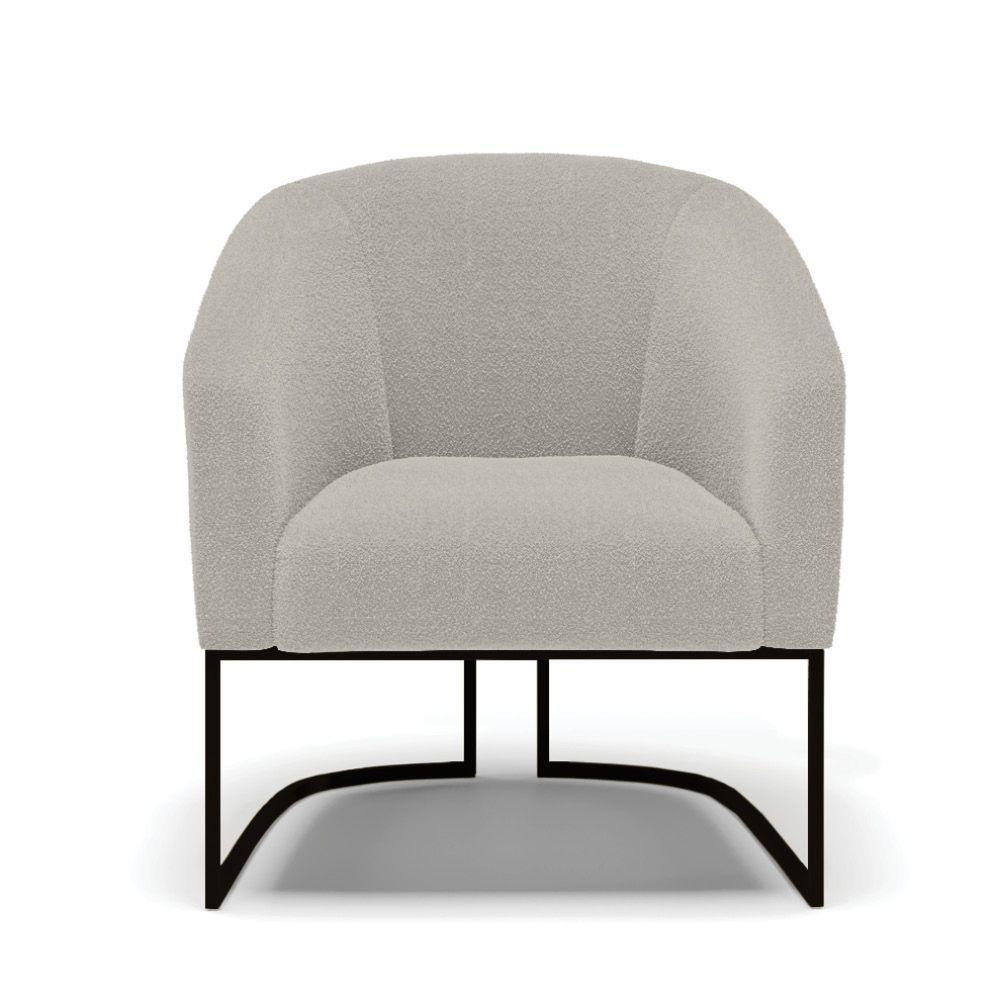 Poltrona Decorativa Base Industrial Preto Stella Bouclê Cinza D03 - D'rossi - 3