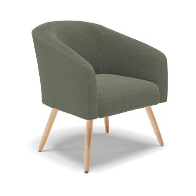 Poltrona Decorativa Stella Bouclê Menta D03 Pés Palito Natural Verde D Rossi