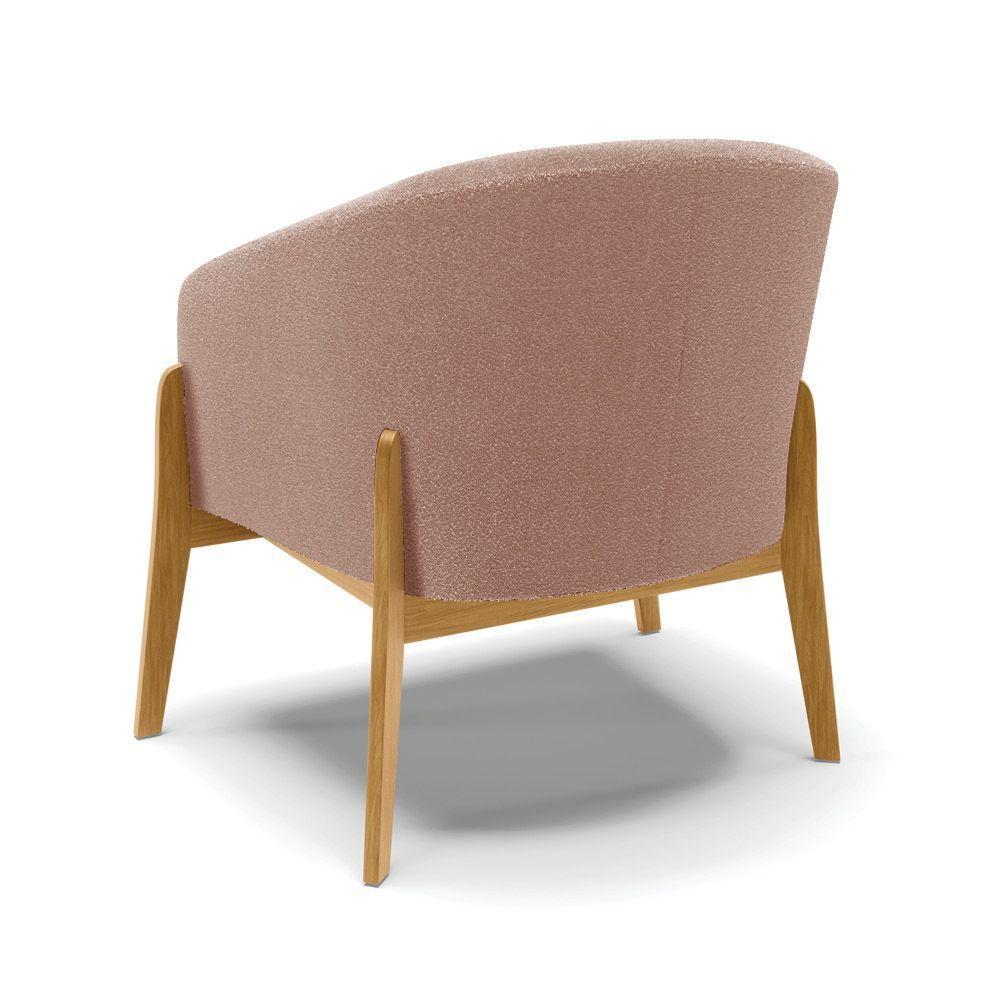 Poltrona Decorativa Base Madeira Stella Bouclê Rosê D03 - D'rossi - 4