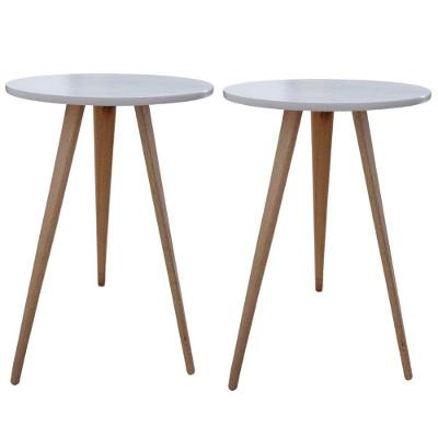 Kit 2 Mesa Redonda Lateral Canto E Apoio Sala Quarto 68 Cm branco