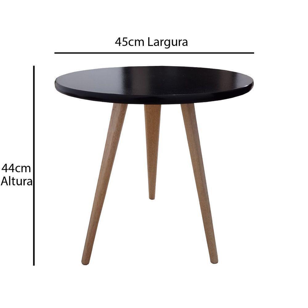 Mesa Redonda Lateral Canto Apoio Sala Quarto Pé Palito 44 Cm preto - 4