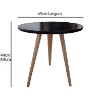 Mesa Redonda Lateral Canto Apoio Sala Quarto Pé Palito 44 Cm preto