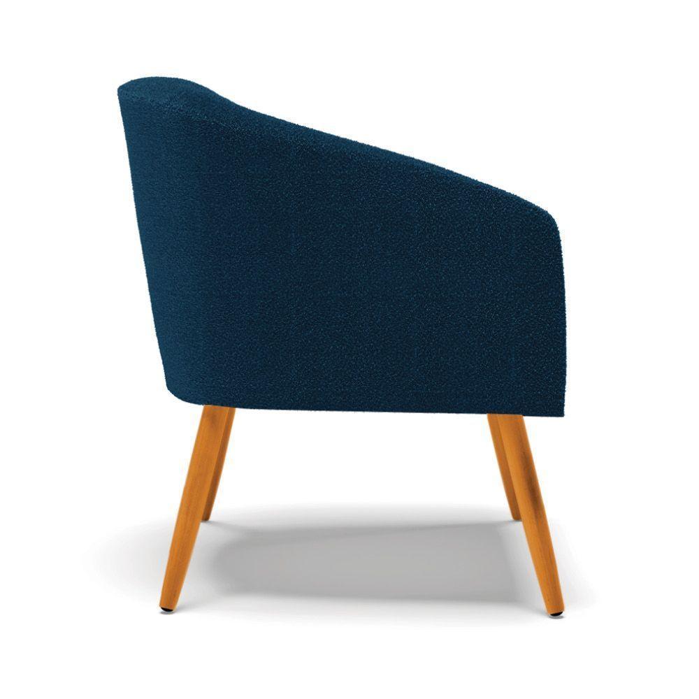 Poltrona Decorativa Pé Palito Castanho Stella Bouclê Azul D03 - D'rossi - 2