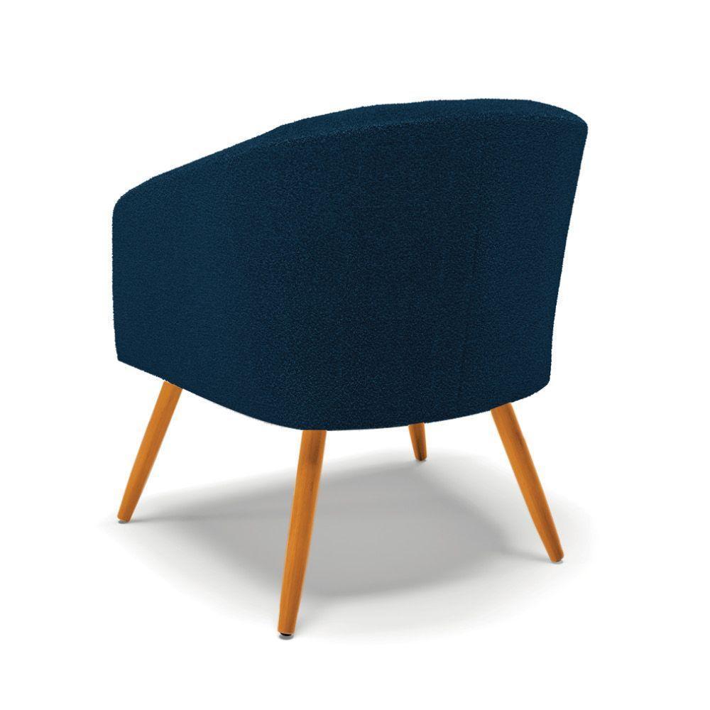 Poltrona Decorativa Pé Palito Castanho Stella Bouclê Azul D03 - D'rossi - 4