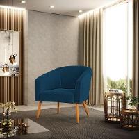 Poltrona Decorativa Pé Palito Castanho Stella Bouclê Azul D03 - D'rossi - 6