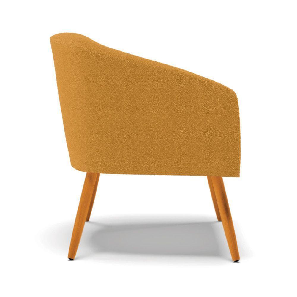 Poltrona Decorativa Pé Palito Castanho Stella Bouclê Mostarda D03 - D'rossi - 2