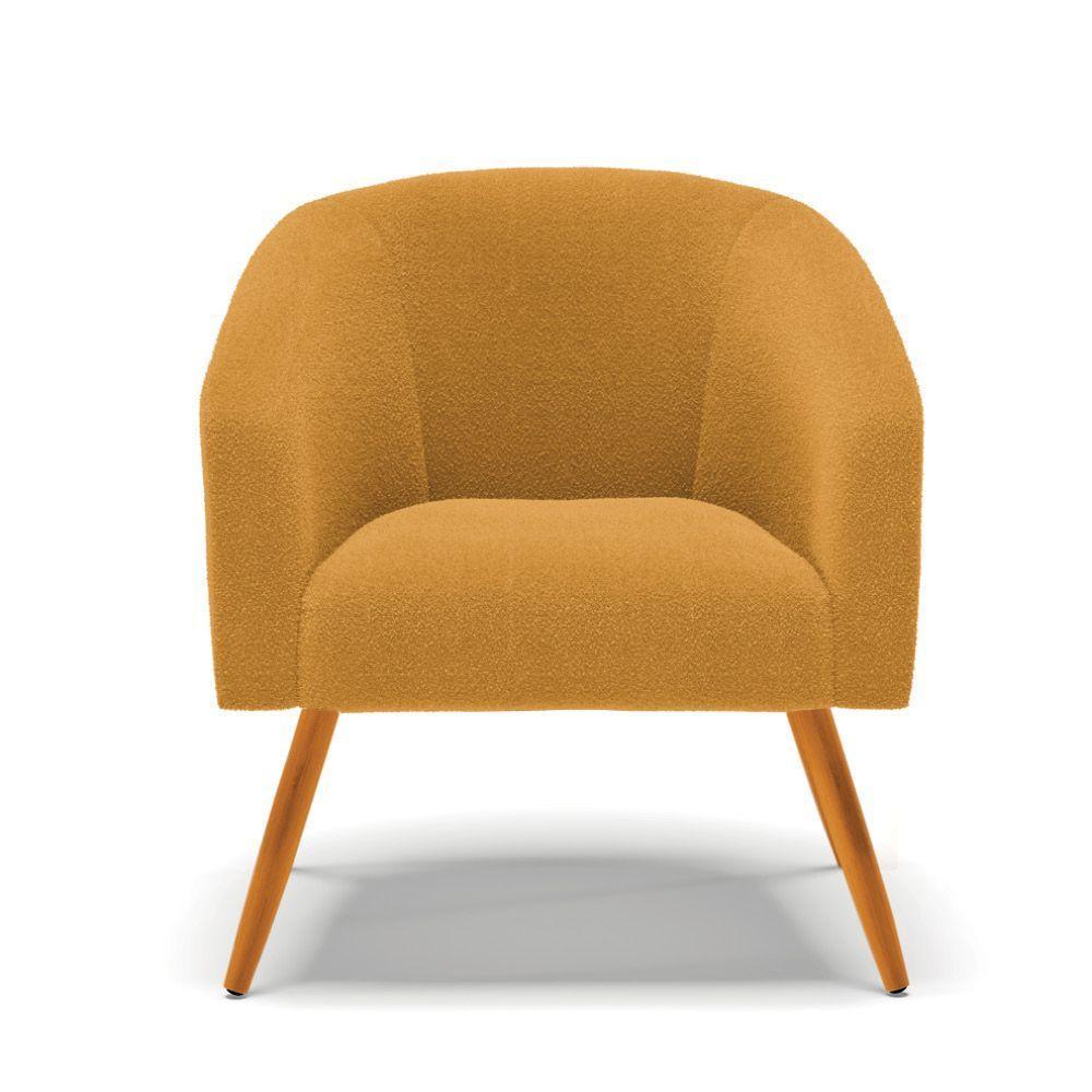 Poltrona Decorativa Pé Palito Castanho Stella Bouclê Mostarda D03 - D'rossi - 3