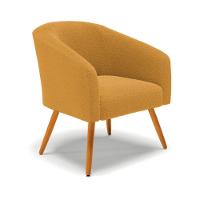 Poltrona Decorativa Pé Palito Castanho Stella Bouclê Mostarda D03 - D'rossi - 1