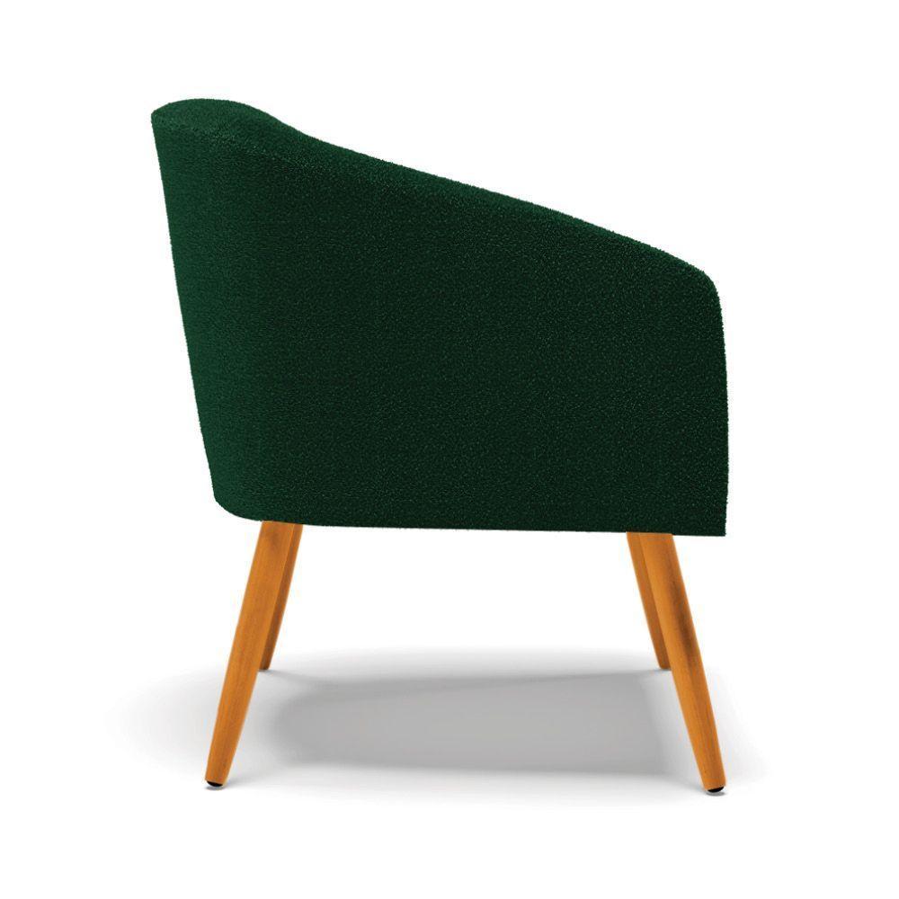 Poltrona Para Sala Pé Palito Castanho Kit 2 Stella Bouclê Verde D03 - D'rossi - 2