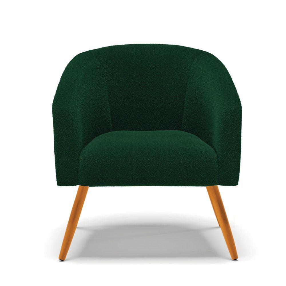 Poltrona Para Sala Pé Palito Castanho Kit 2 Stella Bouclê Verde D03 - D'rossi - 4