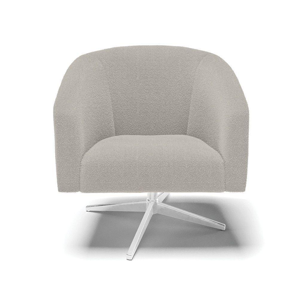 Poltrona Decorativa Base Giratória Cromada Stella Bouclê Cinza D03 - D'rossi - 3