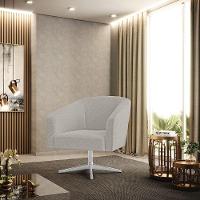 Poltrona Decorativa Base Giratória Cromada Stella Bouclê Cinza D03 - D'rossi - 6