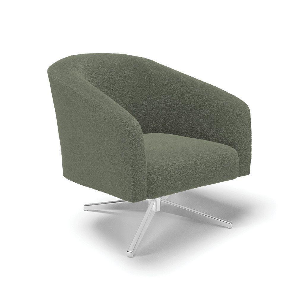 Poltrona Decorativa Base Giratória Cromada Stella Bouclê Menta D03 - D'rossi - 1