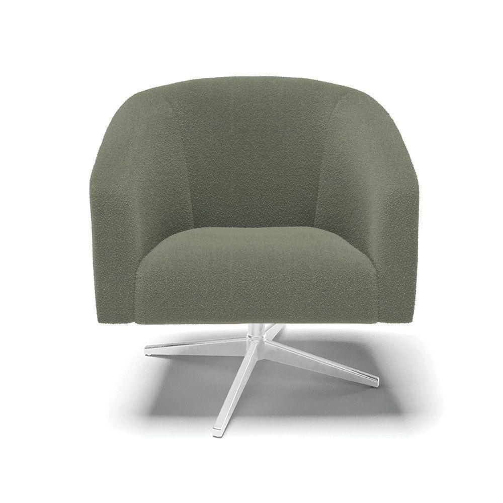 Poltrona Decorativa Base Giratória Cromada Stella Bouclê Menta D03 - D'rossi - 3