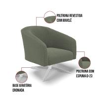 Poltrona Decorativa Base Giratória Cromada Stella Bouclê Menta D03 - D'rossi - 5