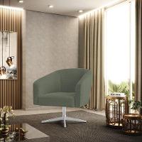 Poltrona Decorativa Base Giratória Cromada Stella Bouclê Menta D03 - D'rossi - 6