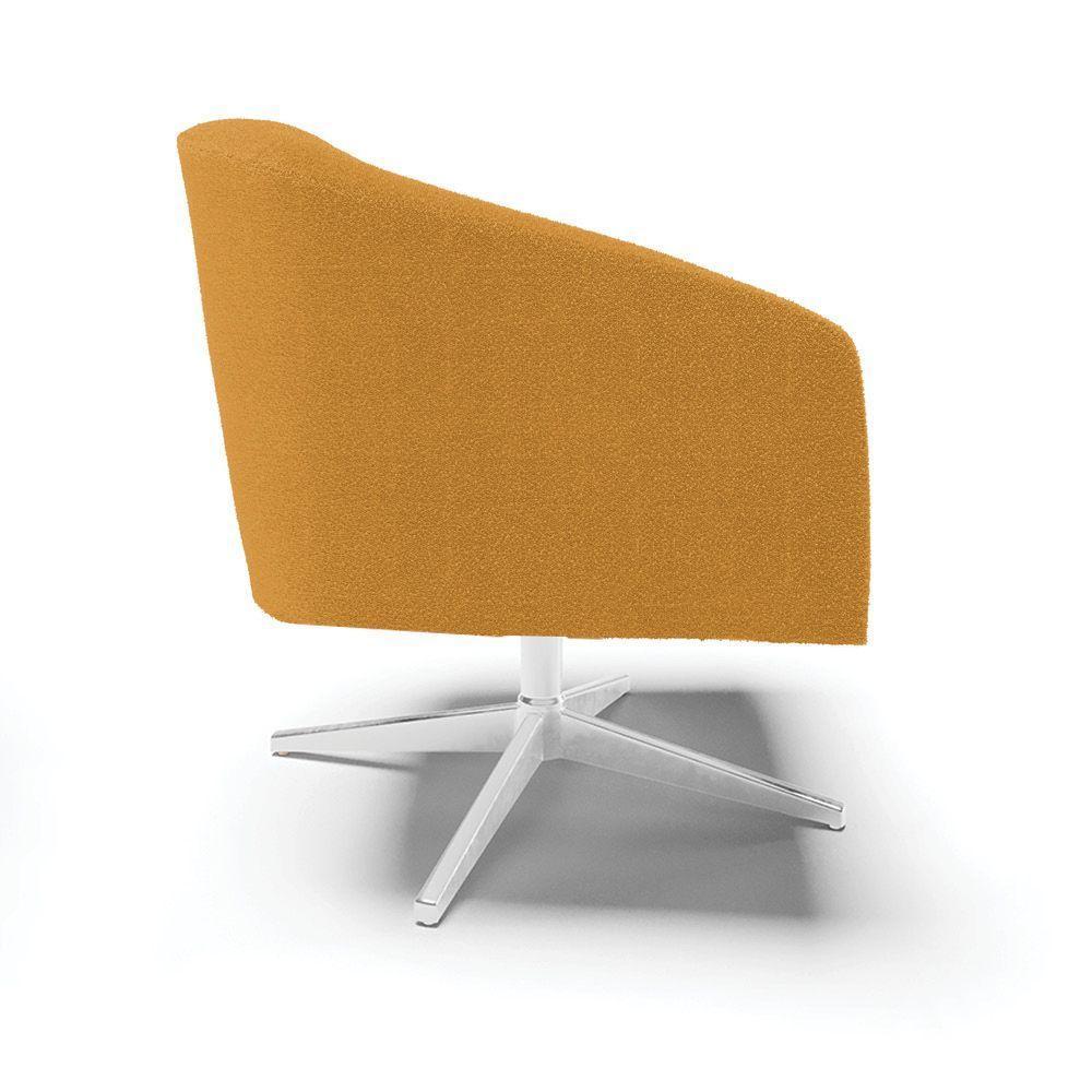 Poltrona Decorativa Base Giratória Cromada Stella Bouclê Mostarda D03 - D'rossi - 2