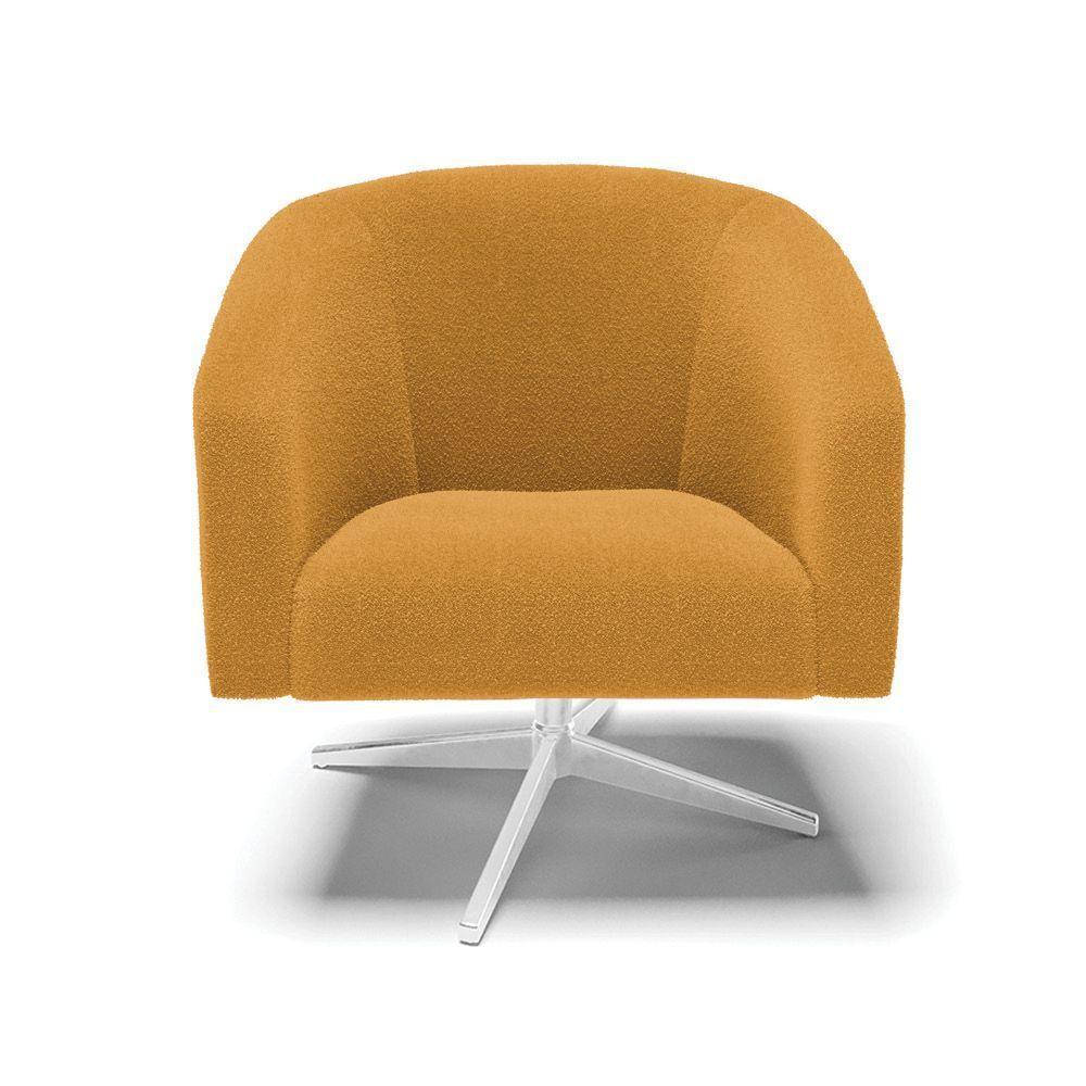 Poltrona Decorativa Base Giratória Cromada Stella Bouclê Mostarda D03 - D'rossi - 3